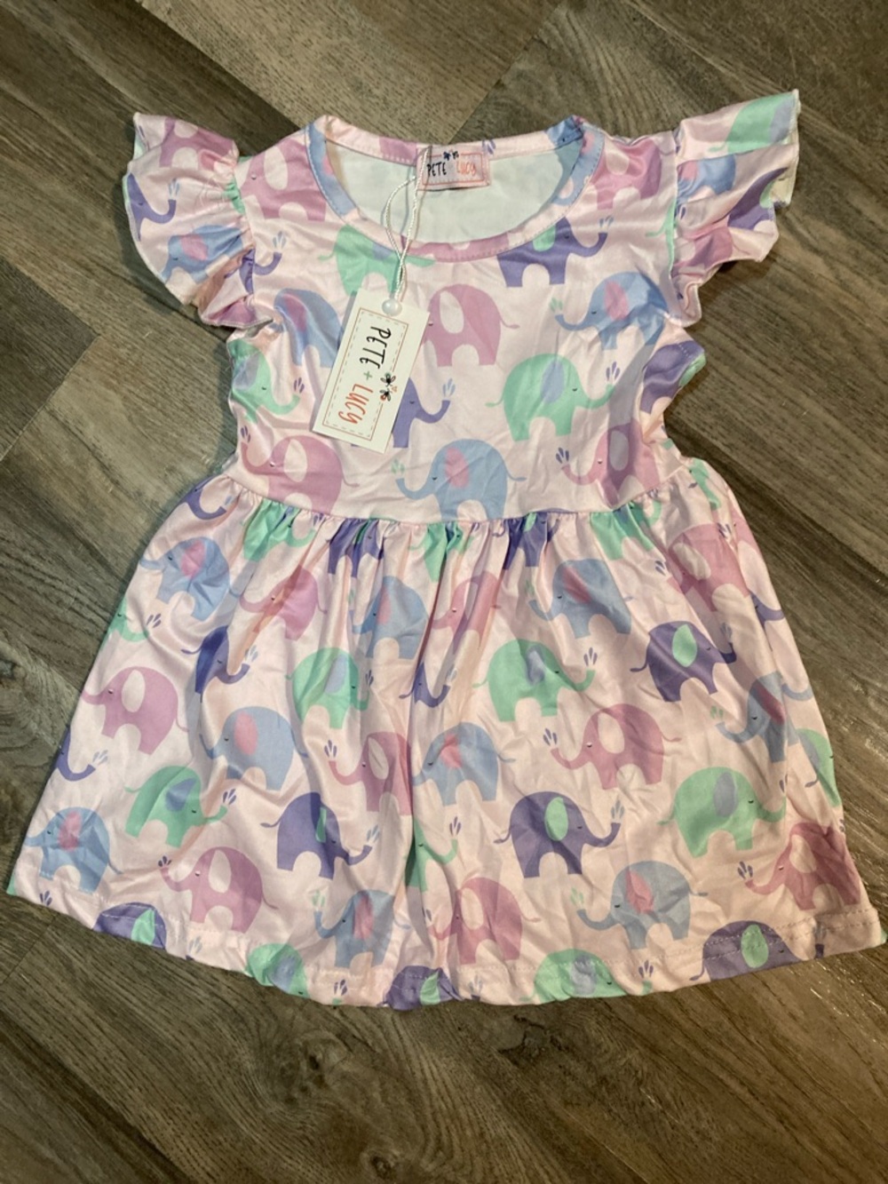 Pete + Lucy Flutter Sleeve Dress Elephants